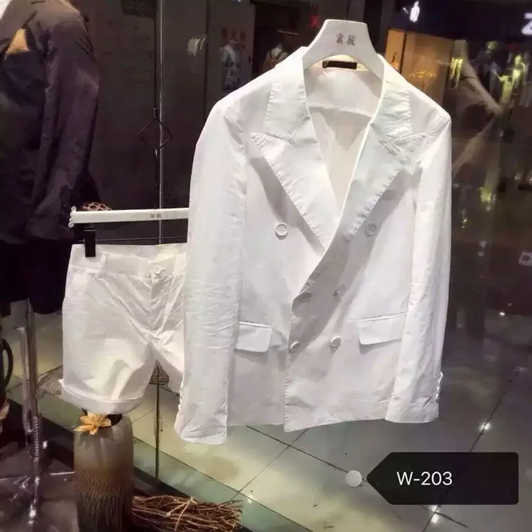 Business + Shorts Set Japan and Korea fashion Men's suits summer Catwalk shows leisure party man suit | Мужская одежда