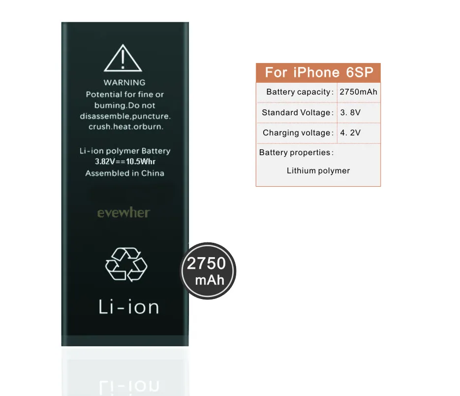 Для Iphone 6S Plus батарея большой емкости Batery для Iphone6S plus сменные батареи 2750mah Lipolymer