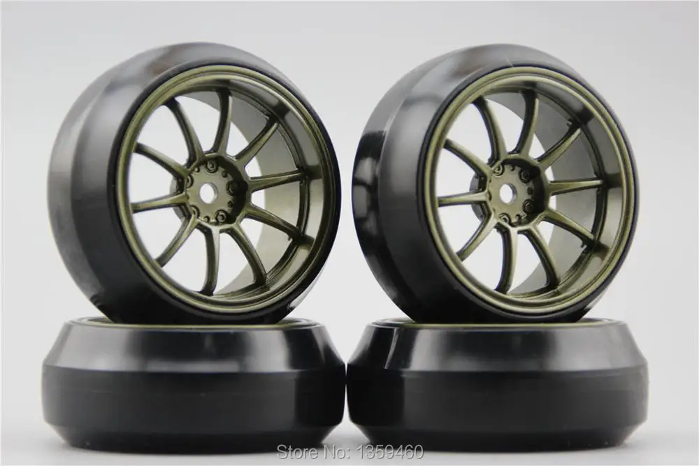 4 шт. RC 1/10 твердый Drift Tire обод колеса с шиной W10S2BR мм Смещение (живопись Brozen)