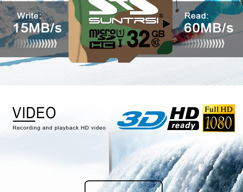 Suntrsi зеленый камуфляж Micro SD карта 128 ГБ/64 Гб/32 ГБ/16 Гб класс 10 высокая скорость для телефона Microsd 8 Гб класс 6
