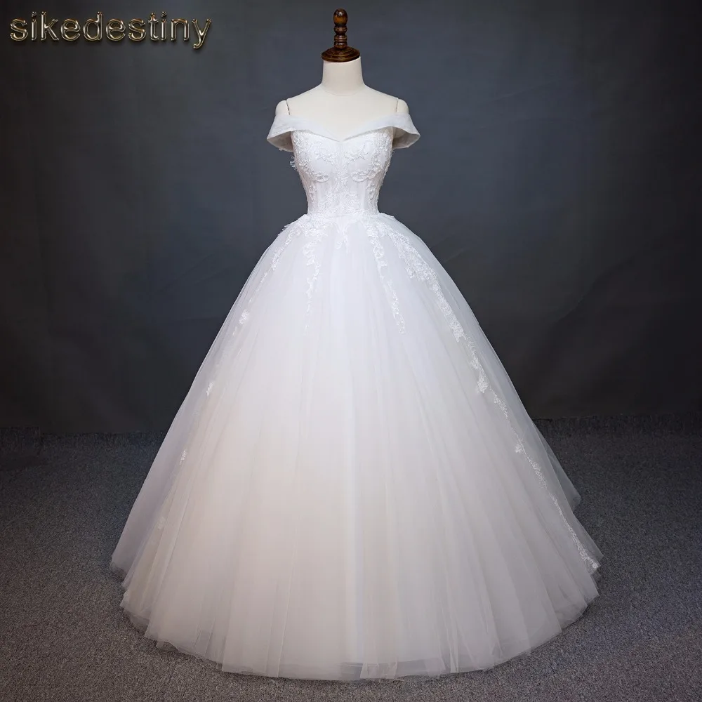 Свадебное платье vestido de noiva длина до пола бальное с открытыми плечами белое/цвета