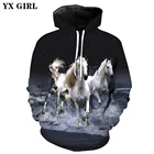 YX девушка дропшиппинг 2018 новые модные 3d толстовки для мужчинженщин свитшот с принтом животных лошади Повседневный свитшот с капюшоном