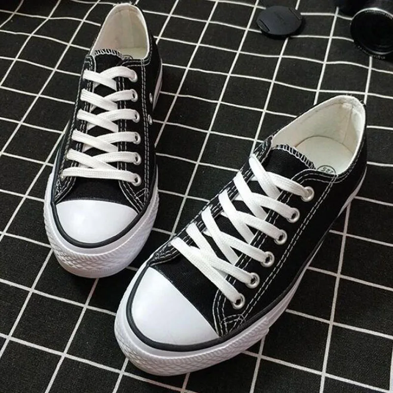 Classic Canvas Shoes Man Female Casual Sneakers for Round Toe Lace-Up Solid Red White Black Blue Plus Large Size 44 | Обувь