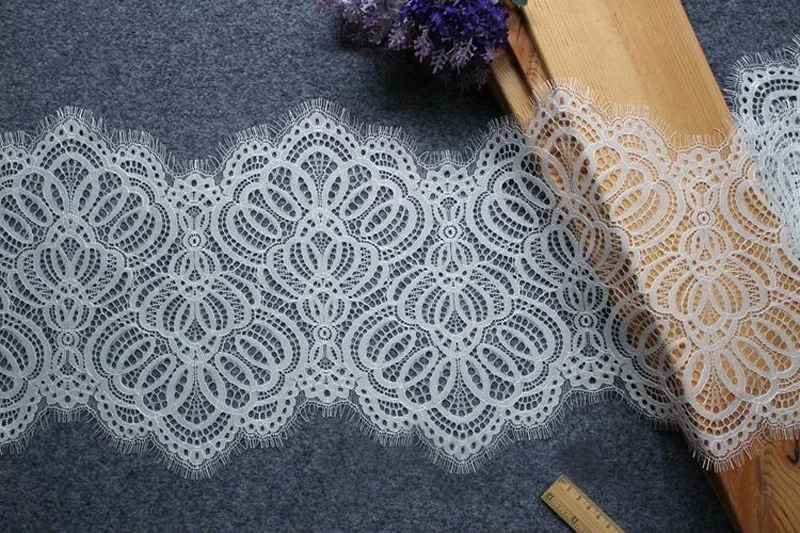 6 м/лот ресницы кружевной ткани 25 см шириной DIY декоративные высокое качество Off White Нейлон полые ресницы кружевной отделкой свадебное платье ткань