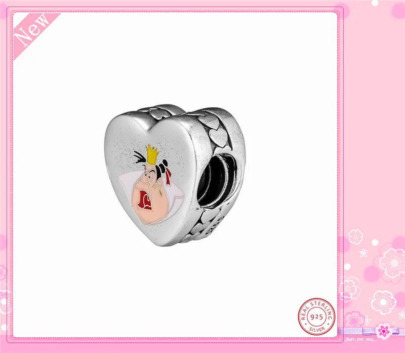 925 пробы Серебряное сердце Шарм DIY Fit PANDORA Подвески для женщин ювелирных изделий особенности Queens сердец& 'Royal Badness' FL855