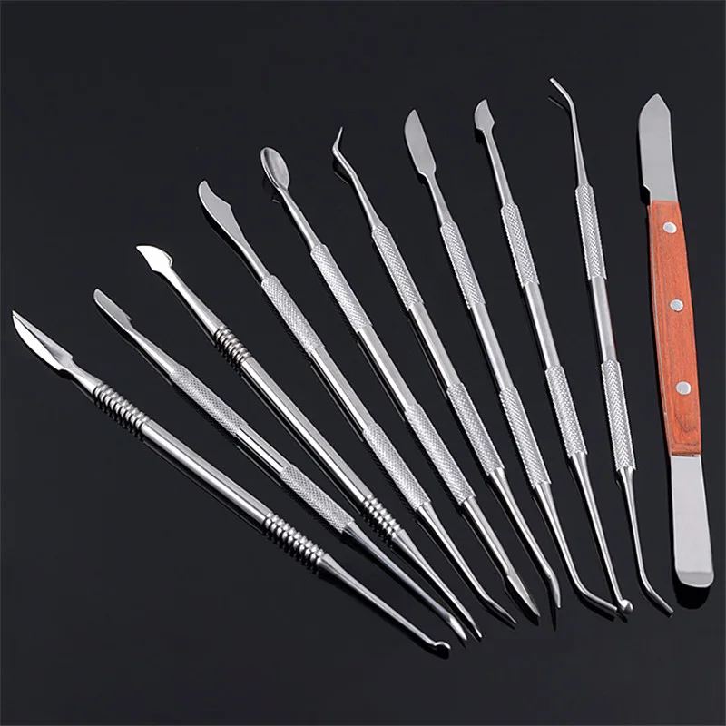 10pcs Teeth Scraper Waxing Carving Kit Dental Lab Tools Equipment Oral Hygiene Instruments Care with Case | Красота и здоровье