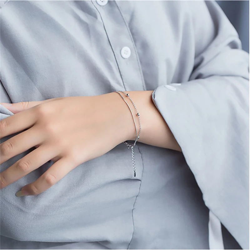 Женский двухслойный браслет ROMAD из стерлингового серебра 925 пробы с бусинами