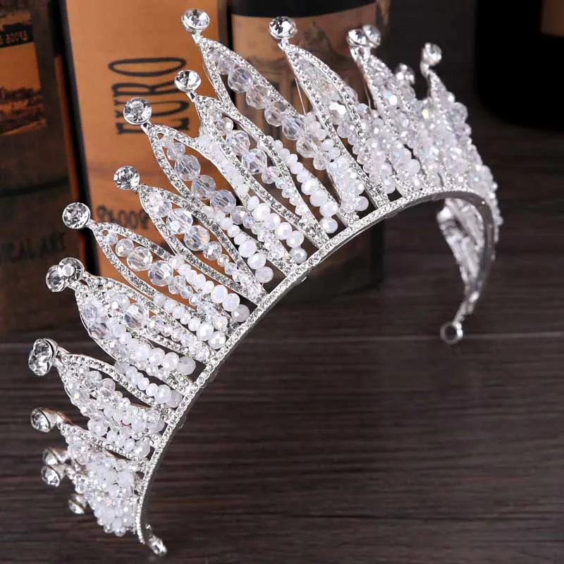 Роскошный Большой Кристалл Стразы свадебная тиара Коронки Принцесса Queen