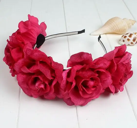 rose Фиолетовый черный розовый искусственный цветок из шелка розы аксессуары для волос искусственные резинки для волос с цветами пляжные свадебные цветочные заколки для волос - Цвет: rose