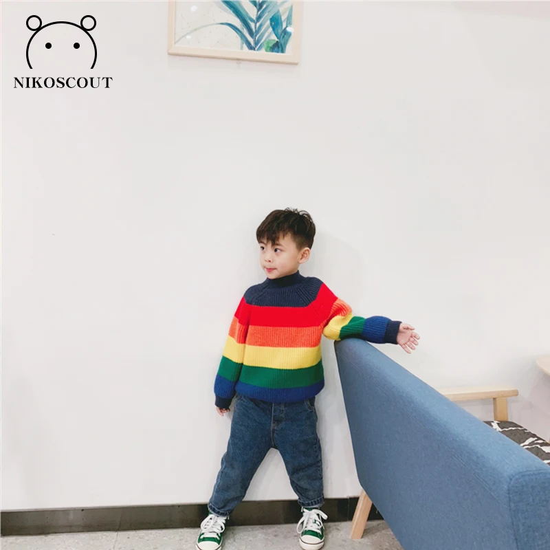 Весенняя Новинка 2019 комплект радужных нарядов с полувысоким воротником в