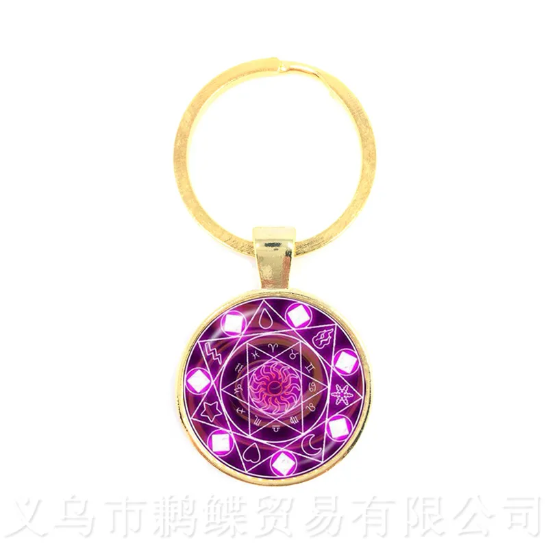 12 Zodiac Series Pattern Glass Cabochon Constellation Dome Jewelry Keychains Birthday Star Sign Best Gift Keyring | Украшения и