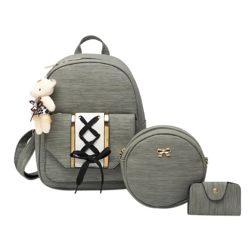 Винтаж набор рюкзак Mochila для Дамские туфли из pu искусственной кожи рюкзак для девочек школьные сумки на плечо 3 шт./компл. рюкзак mochilas mujer