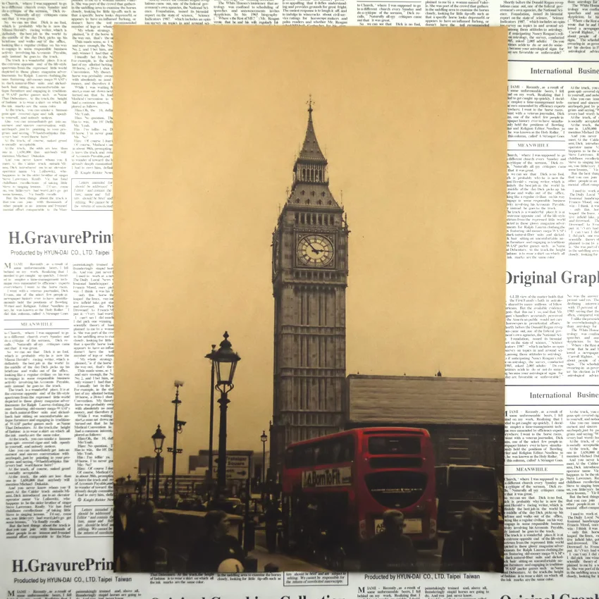 Big Ben телефонная будка Ретро постеры из крафт-бумаги настенные наклейки декор