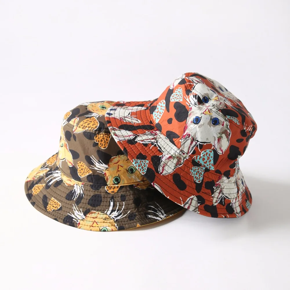 

Harajuku Printing Fisherman Hats Men Women Couple Bucket Hat Summer Autumn Double Weared Cotton Caps Sun hat protect sun