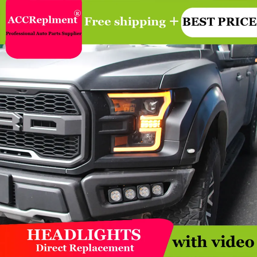 Авто освещение стиль светодиодные фары для Ford F150 2015 2017 сигнал LED H7 hid Биксеноновые