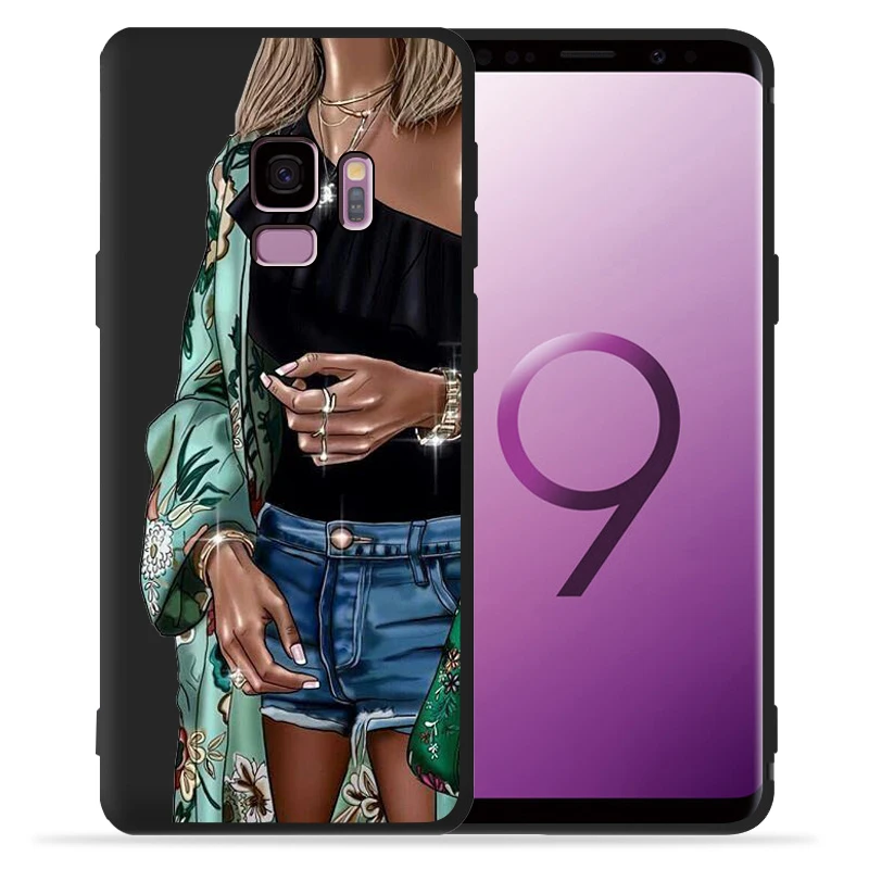 Модный чехол для девочек samsung Galaxy S9 S8 S10 Plus S7 S6 Edge S10 Lite Note9 8 высокий каблук кофейная Цветочная девушка чехол для телефона Etui