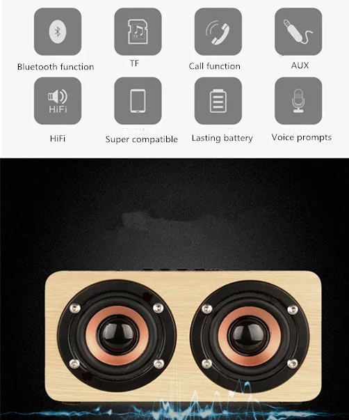 Деревянные Bluetooth колонки двойной динамик карты беспроводные, небольшие, bluetooth динамик