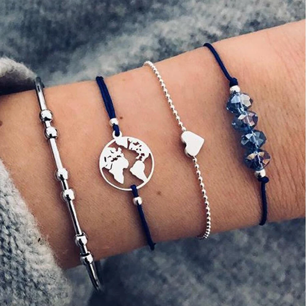 30 Стиль Boho браслет &quotСлон&quot сердце в виде ракушки с изображением луны и звезд