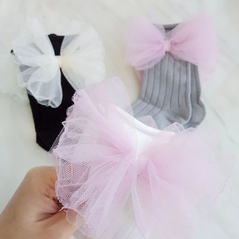 Sweet 100% Cotton Socks For 1-3 Y Baby Cute Yarn Bow Foot-wear Girls Lovely Newborn Infants Soft Wear Accessories | Детская одежда и