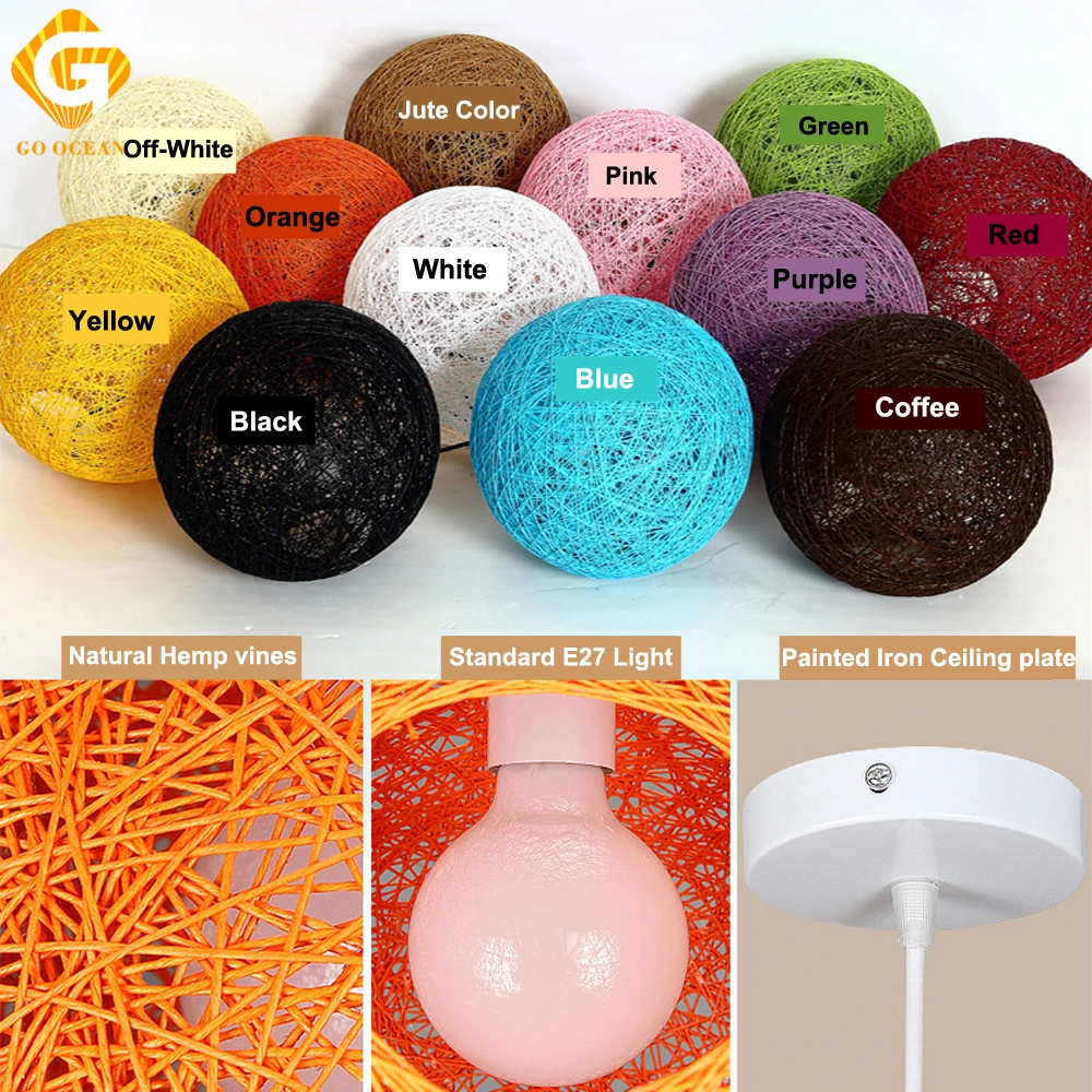 Подвесной светильник из бамбука Цветные LED лампы ротанга для бара кафе дома в