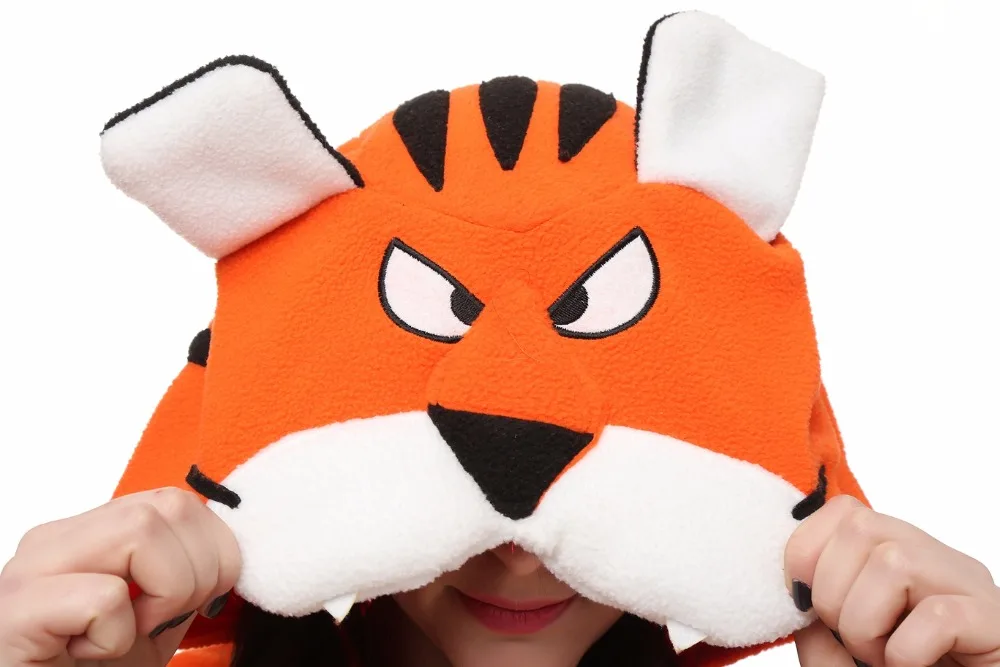 Флисовые кигуруми костюм бенгальского тигра комбинезон с мультяшными животными