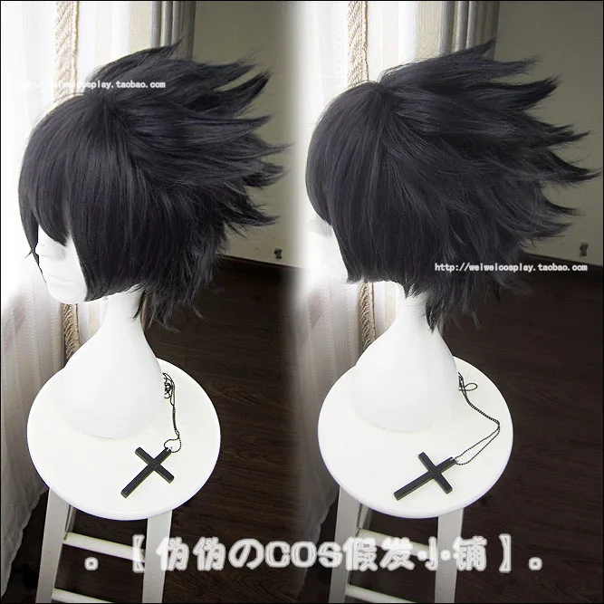 Парик для косплея аниме Uchiha Sasuke парик с короткими черными пушистыми