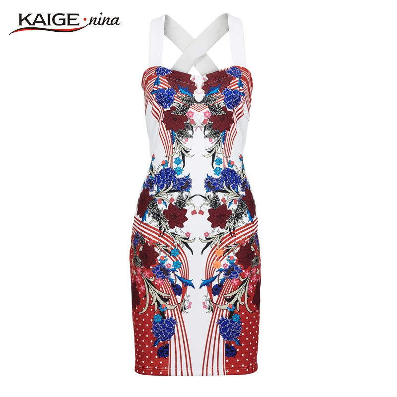 Kaige. Нина Женщины Одеваются 2016 Лето Печати Платья Без Рукавов Плюс Размер