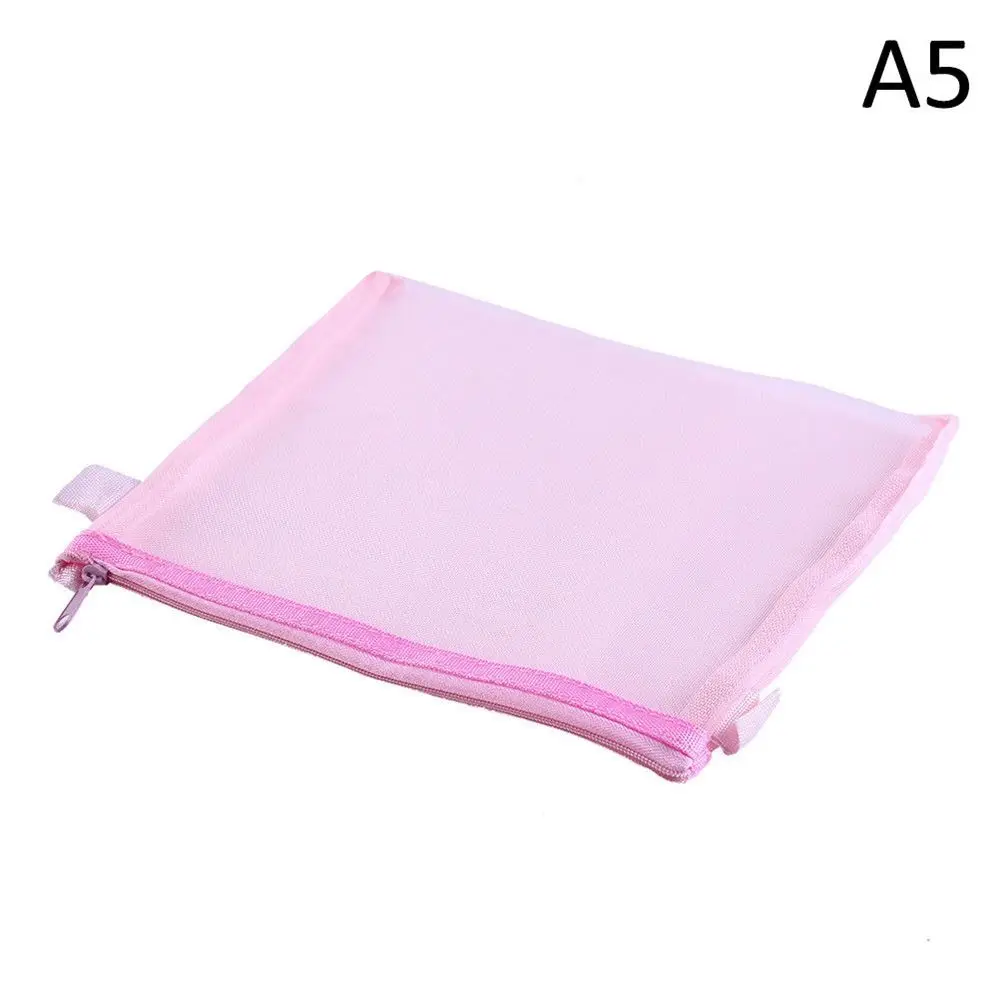 A5 pink 6 цветов, многофункциональные прозрачные простые сетчатые канцелярские принадлежности на молнии, сумка для файлов, чехол для карандашей, для макияжа, для школы, офиса, для хранения - Цвет: A5 pink