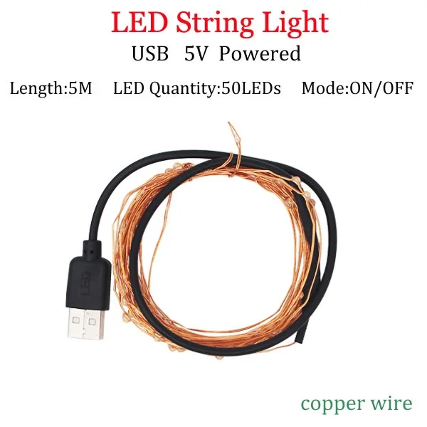 5m USB Coppe Powered 5 м медный провод светодиодный светильник s праздничный светильник ing SMD 5050 2835 RGB светодиодный светильник DC12V 300 светодиодный без водонепроницаемости - Испускаемый цвет: 5m USB Coppe Powered