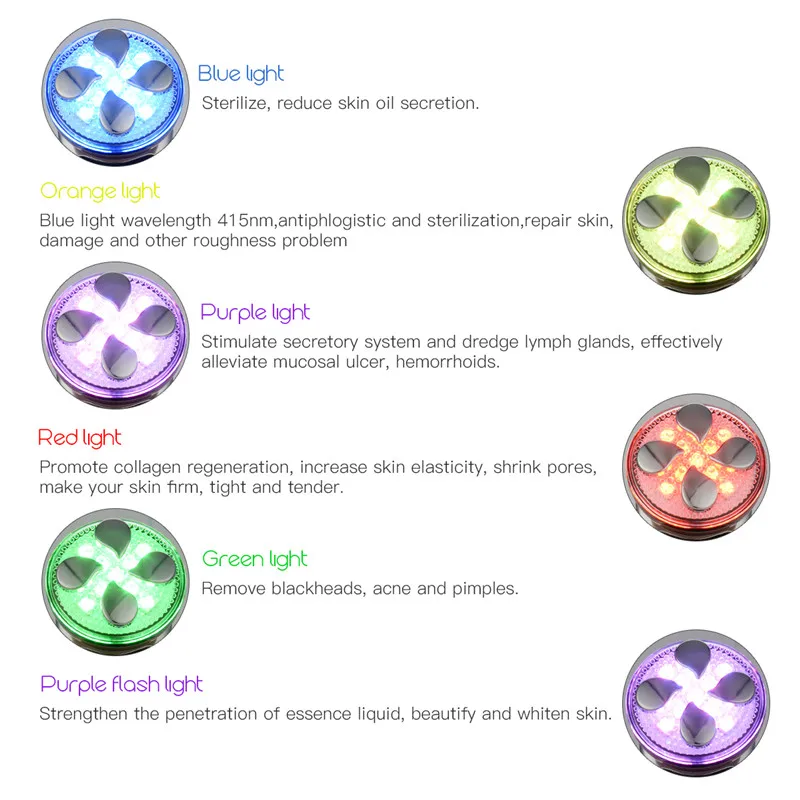 

Ultrasonic 6 Mode LED Photon Lights Face Skin Care For Facial Lifting Blackhead Pore Cleaner Wrinkle Remover Beauty Massager
