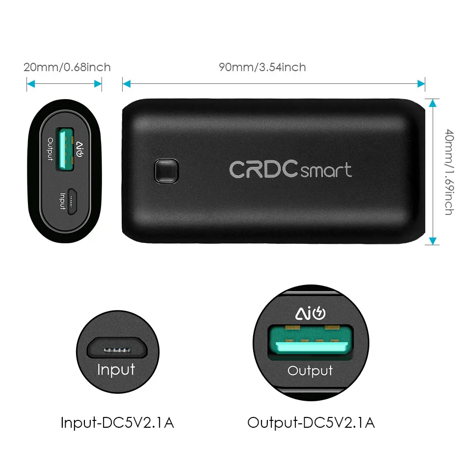 Универсальный внешний аккумулятор CRDC 5000 мАч USB-порт мини-Внешний с литий-ионным