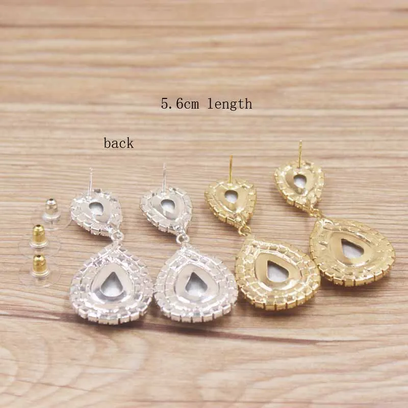 2019 популярные висячие серьги стразы золотые серебряные