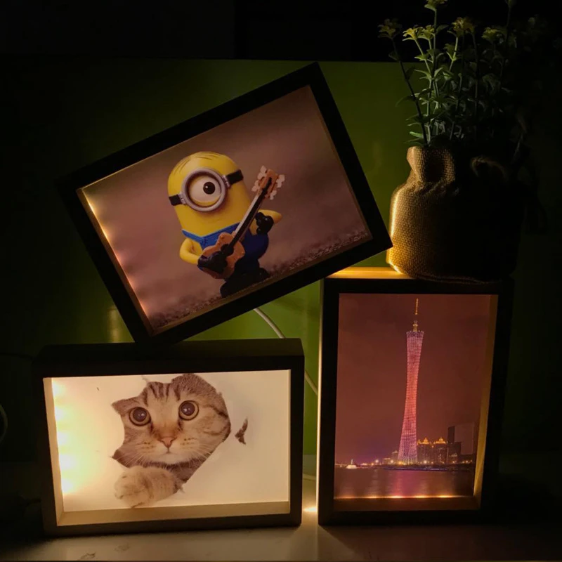 Фоторамка ночной 3D светодиодный светильник фантастическая деревянная