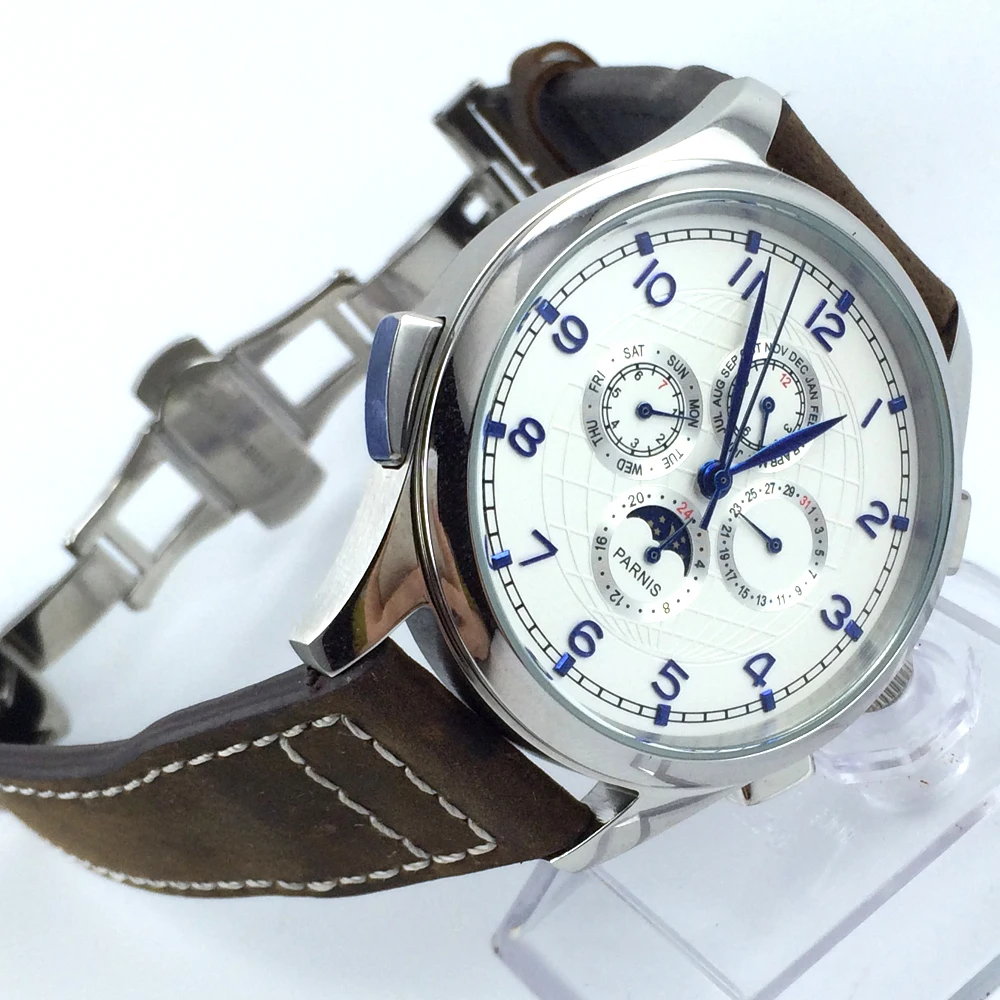 Многофункциональные автоматические мужские часы с белым циферблатом 44 мм |