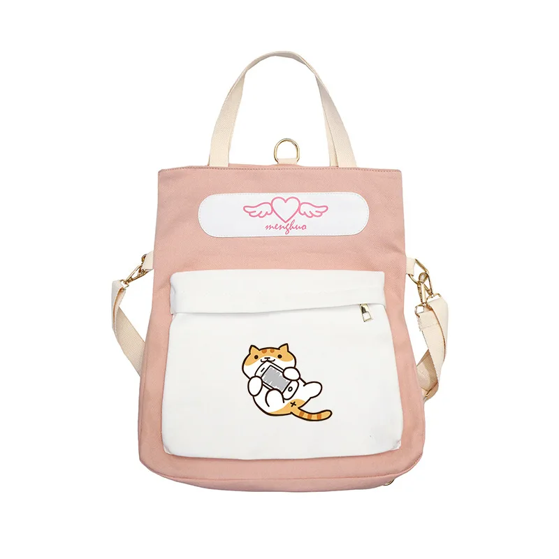 Neko Atsume kawaii, женский рюкзак с котом, милые школьные сумки для девочек, сумки на плечо, холщовые сумки через плечо для женщин, кошачий рюкзак для путешествий - Цвет: 5