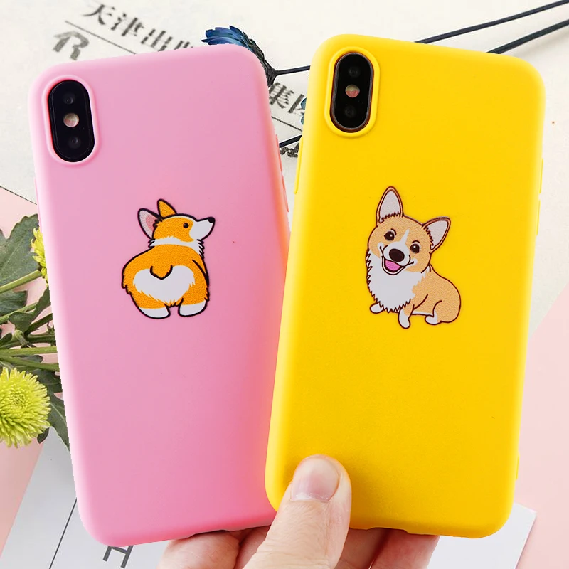 Модные телефонные Шкафы для IPhone X XS MAX XR 8 7 6 s Plus чехол милый корги мягкий