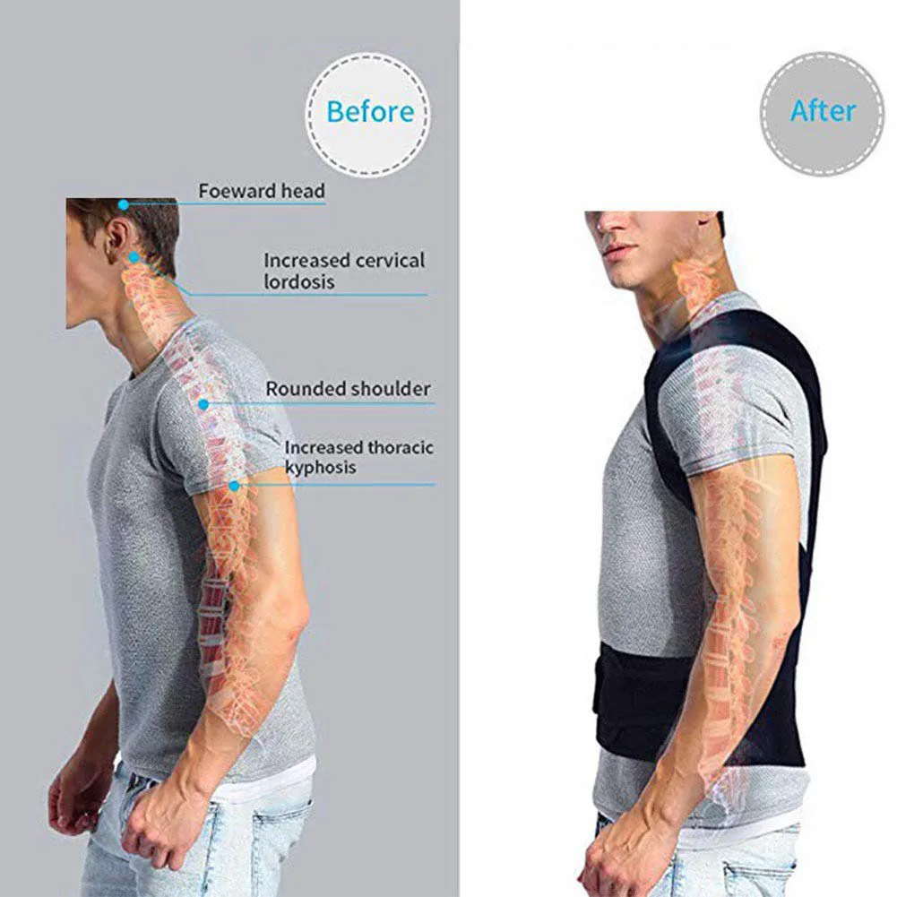 Lumbar Back Support Office Posture Corrector Shoulder Support Belt Men Orthopedic Posture Corset Braces Round Shoulder Shapewear