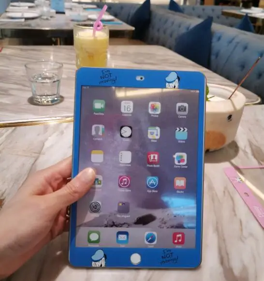 Синий Мультфильм закаленное стекло мини 1 2 3 пленка протектор экрана для iPad мини 1/2/3 пленка для планшета компьютера HD экран Защита - Цвет: Синий