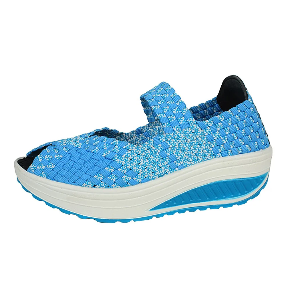 Sky Blue KLV/кроссовки; женская спортивная обувь с открытым носком; тканые дышащие сандалии на плоской подошве; кроссовки; zapatos de hombre mocasines;#3 - Цвет: Sky Blue
