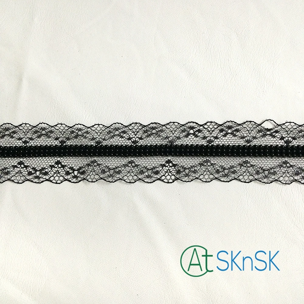

Newest lace300 yard 4cm width french black mesh lace trim african guipure beaded lace high quality lace ribbon DHL shipping