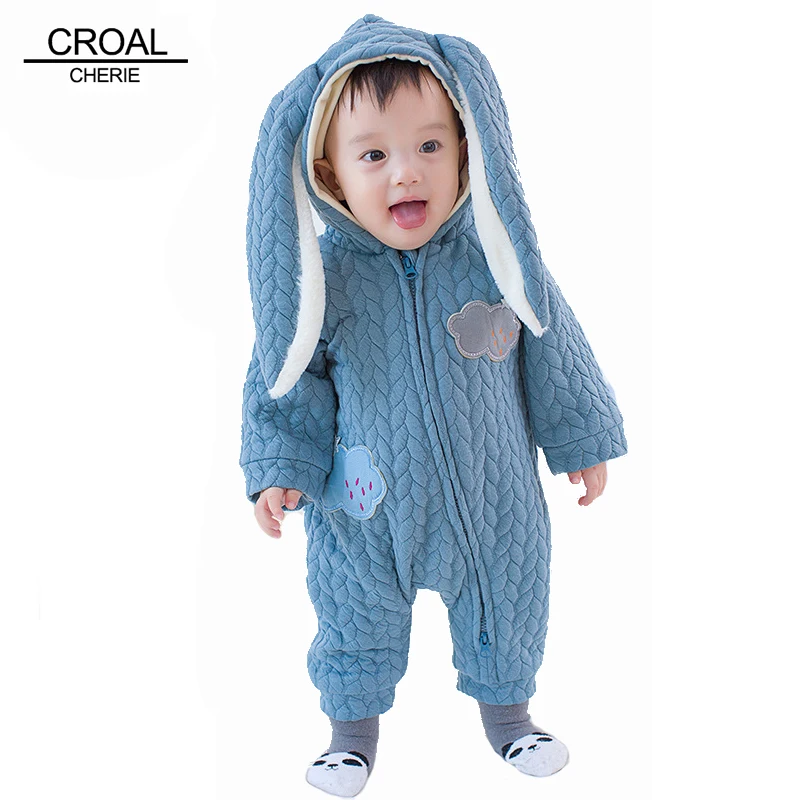 Зимний бархатный комбинезон для новорожденных с кроличьими ушками 60 100 см|clothes