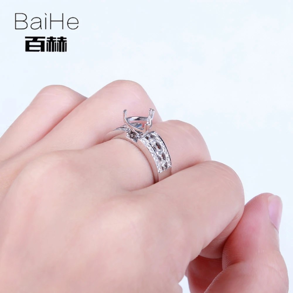 BAIHE однотонное 14K белое золото сертифицированное обручальное женское