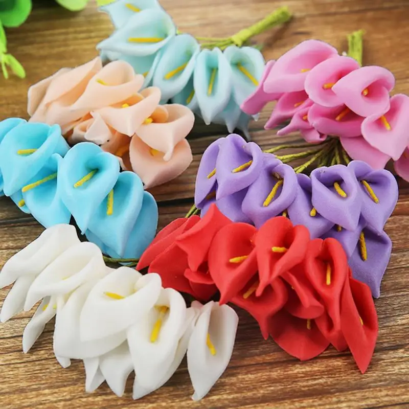 12 шт./лот искусственные цветы каллы латексные Декоративные для свадебного букета