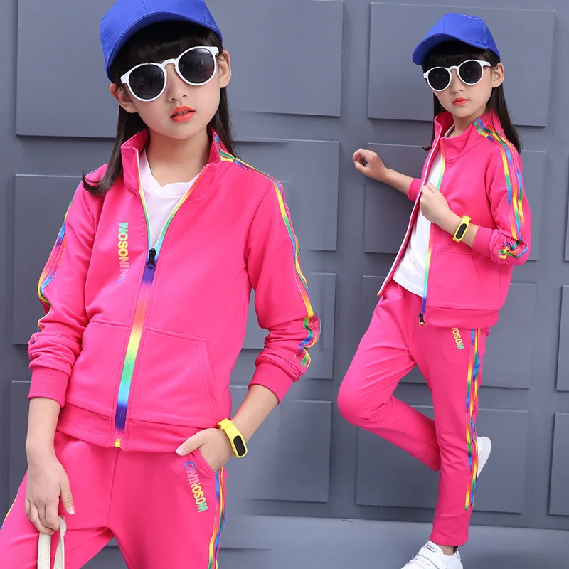 Весенние спортивные комплекты одежды для девочек 2018 повседневный детский Тренч