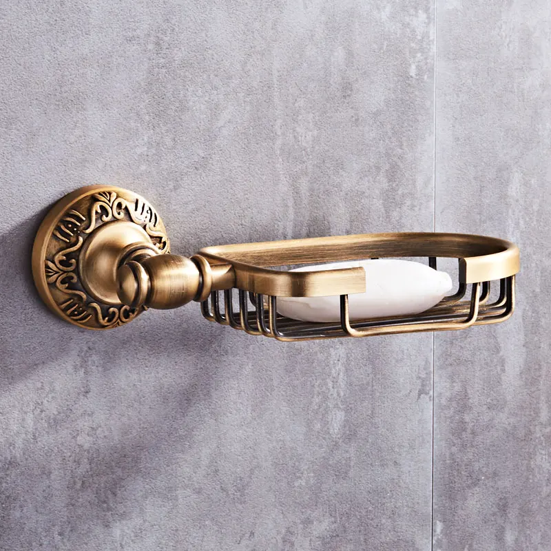 Wall Mounted Bath Shower Soap Dish Holder Bathroom Accessories Basket Antique Brass Oil Rubbed Bronze Shelf Punch Free | Обустройство