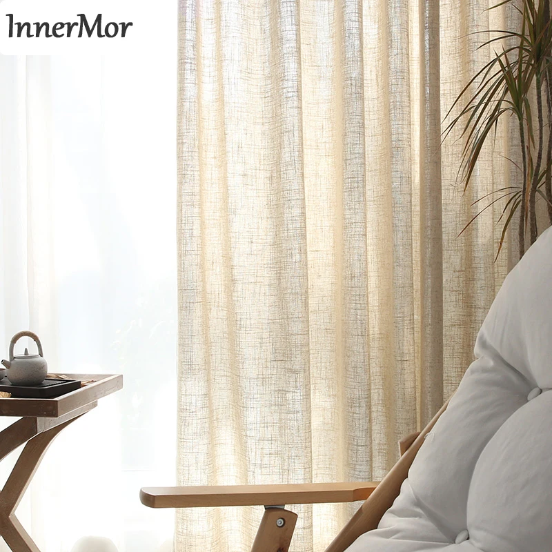 

Innermor Solid linen Tulle Curtains For Living room soft modern curtains for bedroom Voile curtains for kitchen Customized