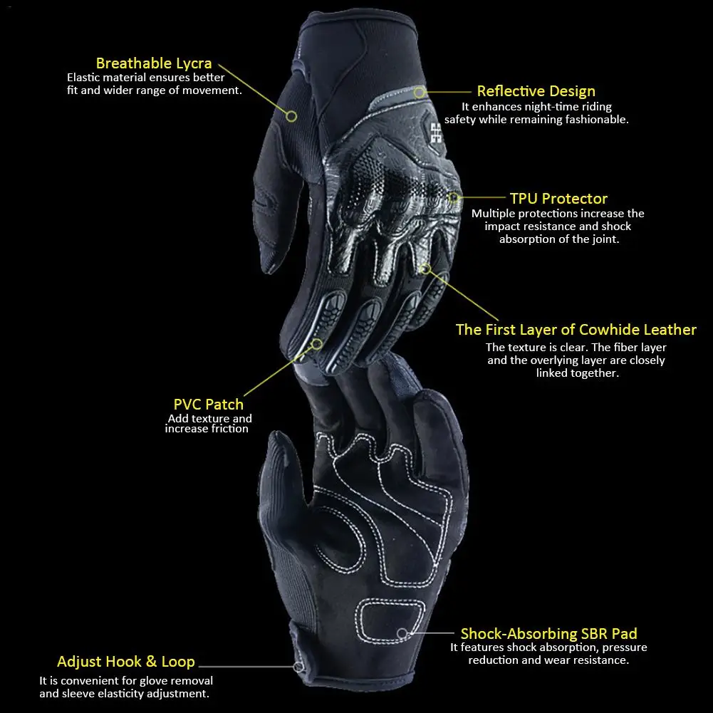 

New Motorcycle Gloves Full Finger Shockproof Hard Protector Touch Screen Outdoor Racing Gloves Full Finger Safety Gloves