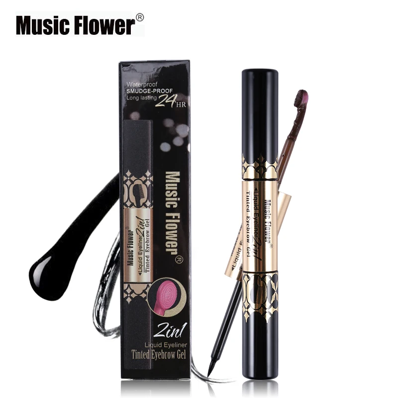 Подводка для глаз 2 в 1 с музыкальным цветком черная жидкая подводка карандаш +