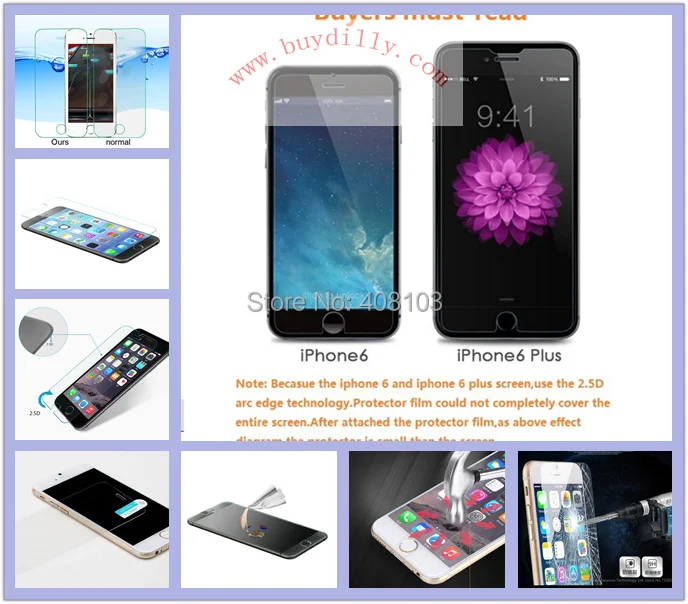 100Pcs/lot 0.3mm Premium Tempered Glass Screen Protector for iphone6 4.7&quot with Retail Package T361 | Мобильные телефоны и