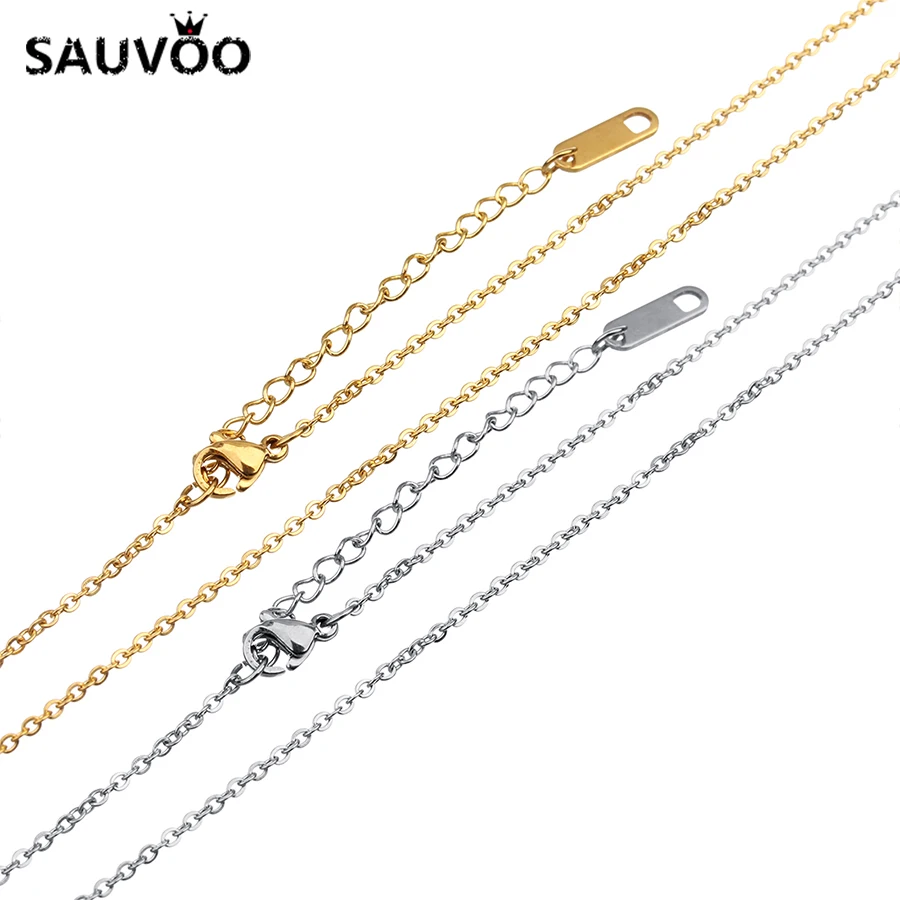 Цепочка SAUVOO из нержавеющей стали для мужчин и женщин ожерелье золотого